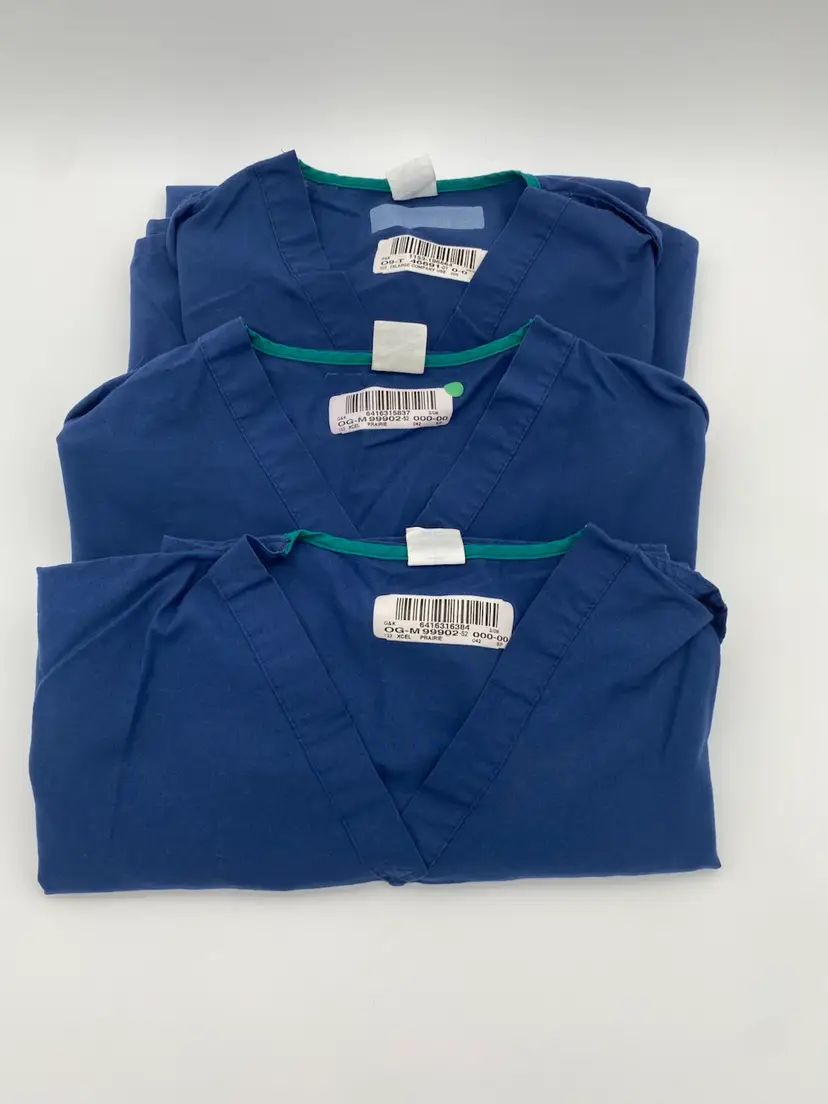 Medline Lot of 3 Men's Size 2XL Blue Short Sleeve Reversible Scrubs Tops