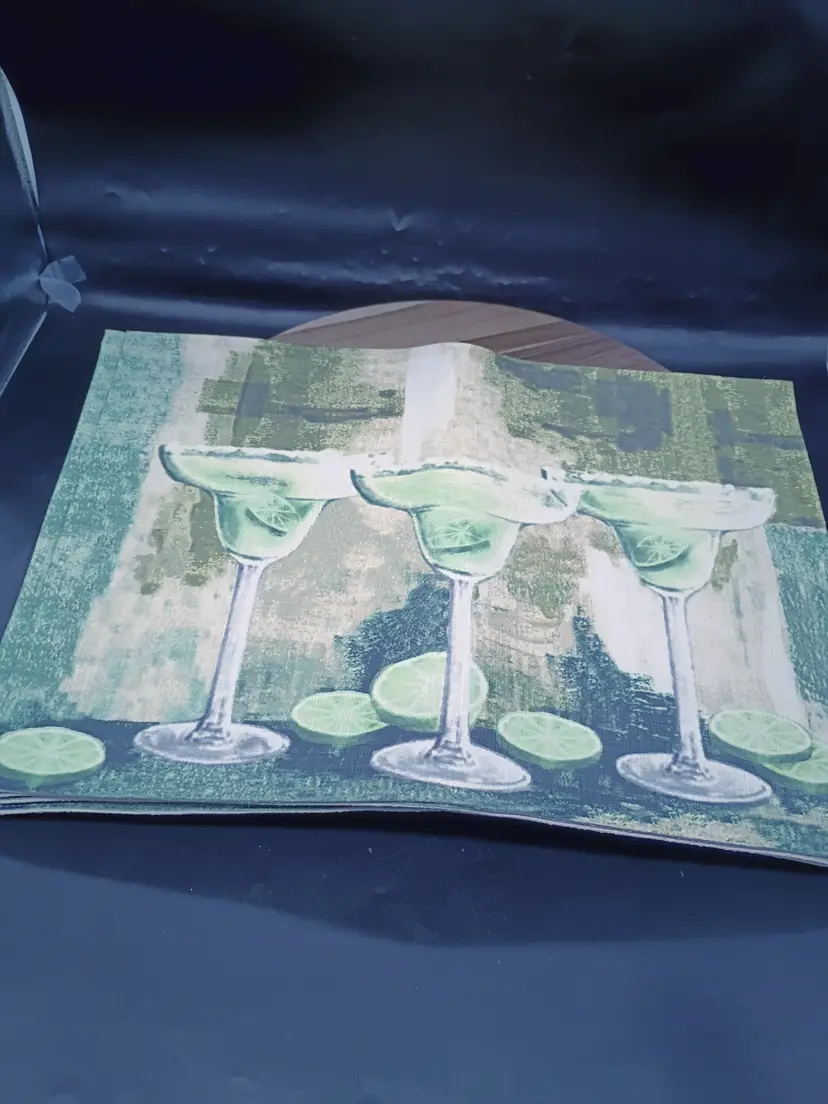 Set of 4 WILLIAMS-SONOMA Margarita Glasses Placemats 19x13 in New no tags