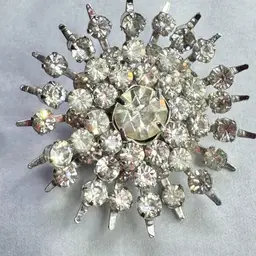Sparkling Clear Rhinestone Swedge Brooch 1.5” Diameter