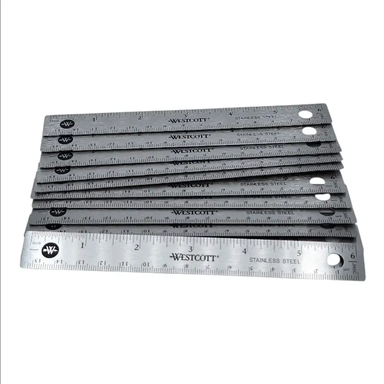 Westcott 12-Pack, Stainless Steel 6" Office Ruler w/ Cork Base 6 in Pocket Ruler