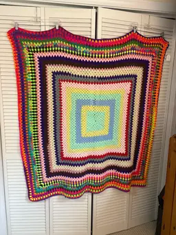 Hand Knit Afghan 50”x52”