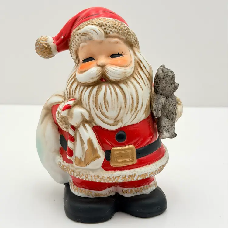 Homeco Vintage Santa With Is Bag And Bear Coin Bank