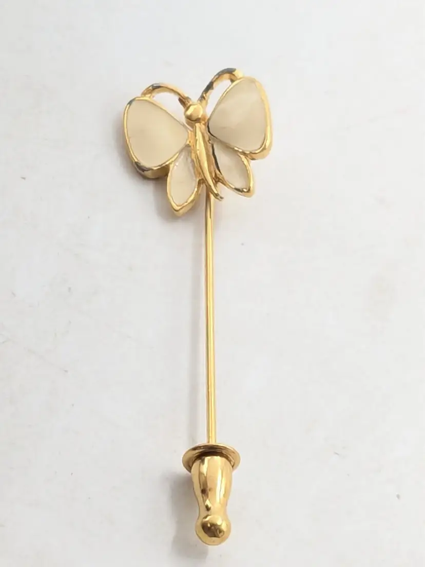 Vintage Monet Gold Tone Butterfly Stick Pin Jewelry