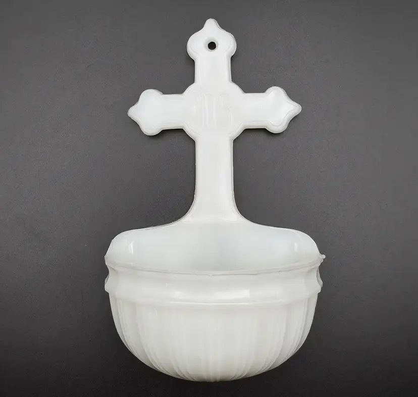 Antique Milk Glass Holy Water Font