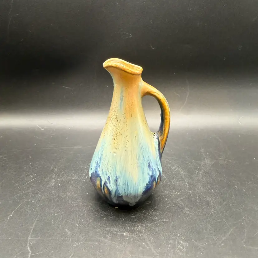 French Ceramic Jug by P. Garnier With Flowing Earth-Tone Glaze