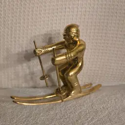 MCM Solid Brass Downhill Skier Figurine
