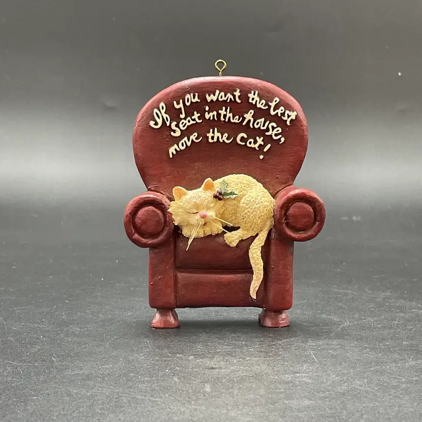 Kurt Adler Cat in Chair Christmas Ornament VTG Resin Kitty Kitten Holiday Decor