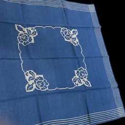 Vintage Blue Linen Tablecloth