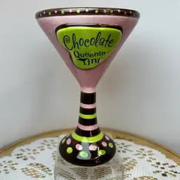 Ceramic "Chocolate Queenie-Tini" Collectible Martini Glass by Artist Lolita Burks.