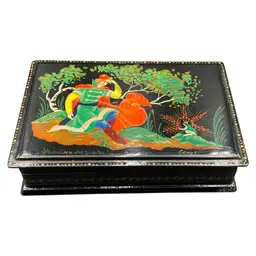 Vintage Russian Lacquer Box "Frog Princess Kholui" Fairy Tail, Hand-Painted