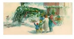 Hallmark Christmas Post Card People Waiting For Train Merry Christmas