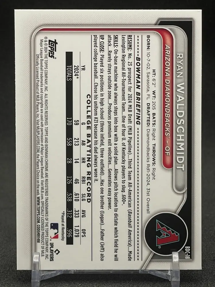 2024 Bowman Chrome Draft Sapphire Edition - Ryan Waldschmidt #BDC-18