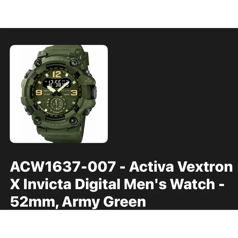 Activa Vextron X Invicta Digital Men's Watch - 52mm, Army Green