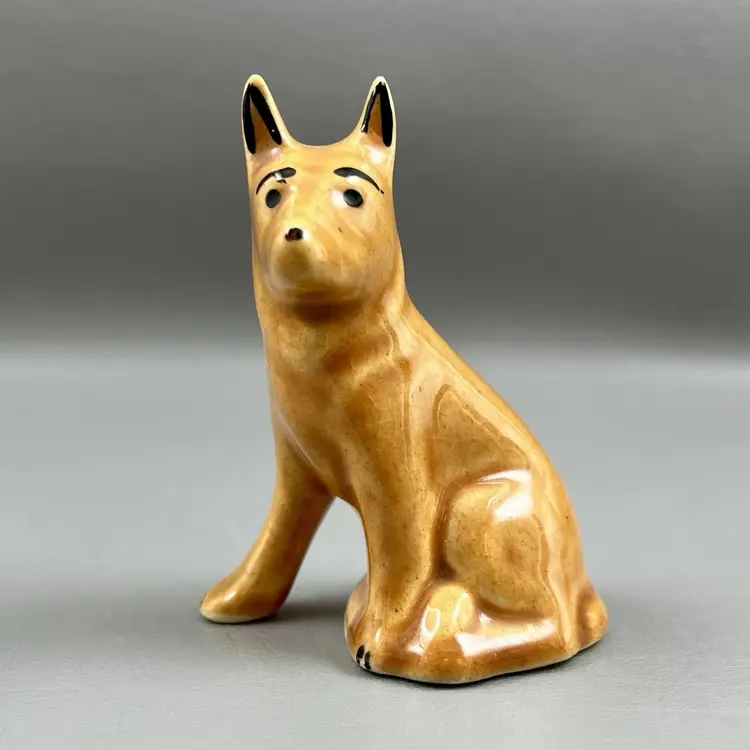 Vintage Dog Ceramic 3.25" Figurine German Shepherd Sitting