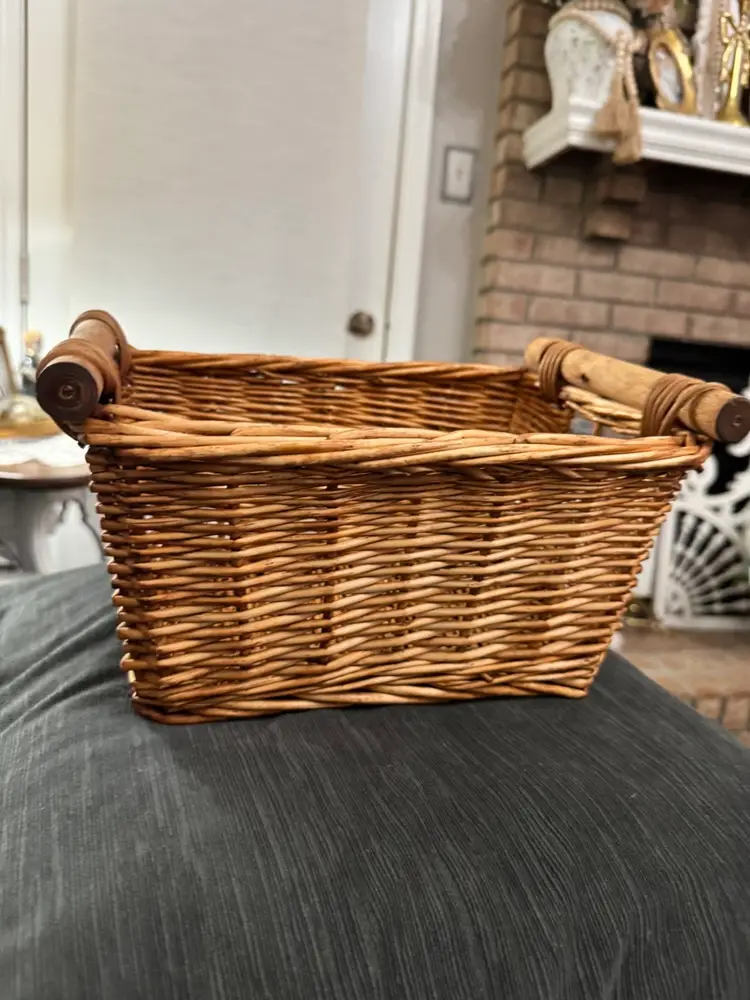 Rectangular Basket With Wooden Handles