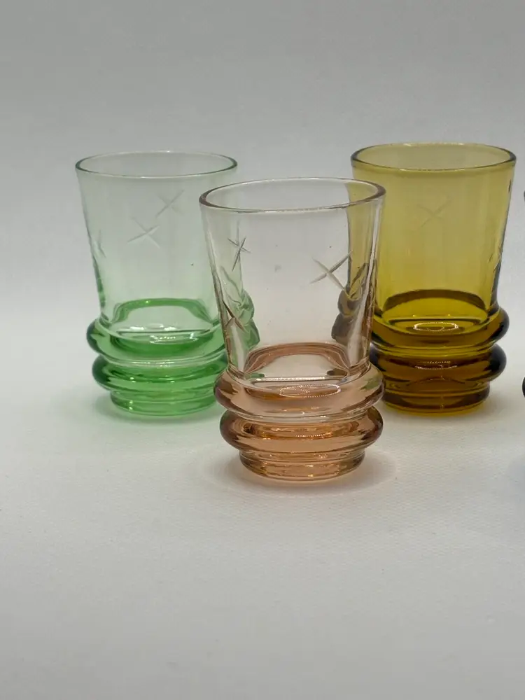 Vintage SANYU Atomic Starburst Multicolor Shot Glasses MCM