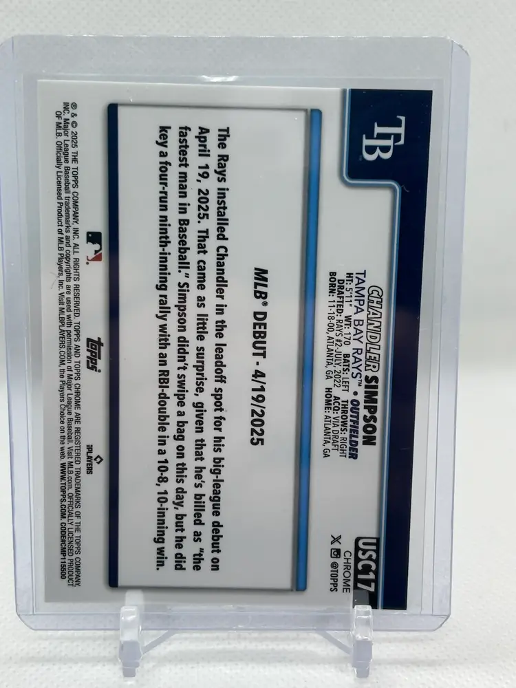 Chandler Simpson 2025 Topps Chrome Update Orange Geometric Refractor /25 Tampa Bay Rays