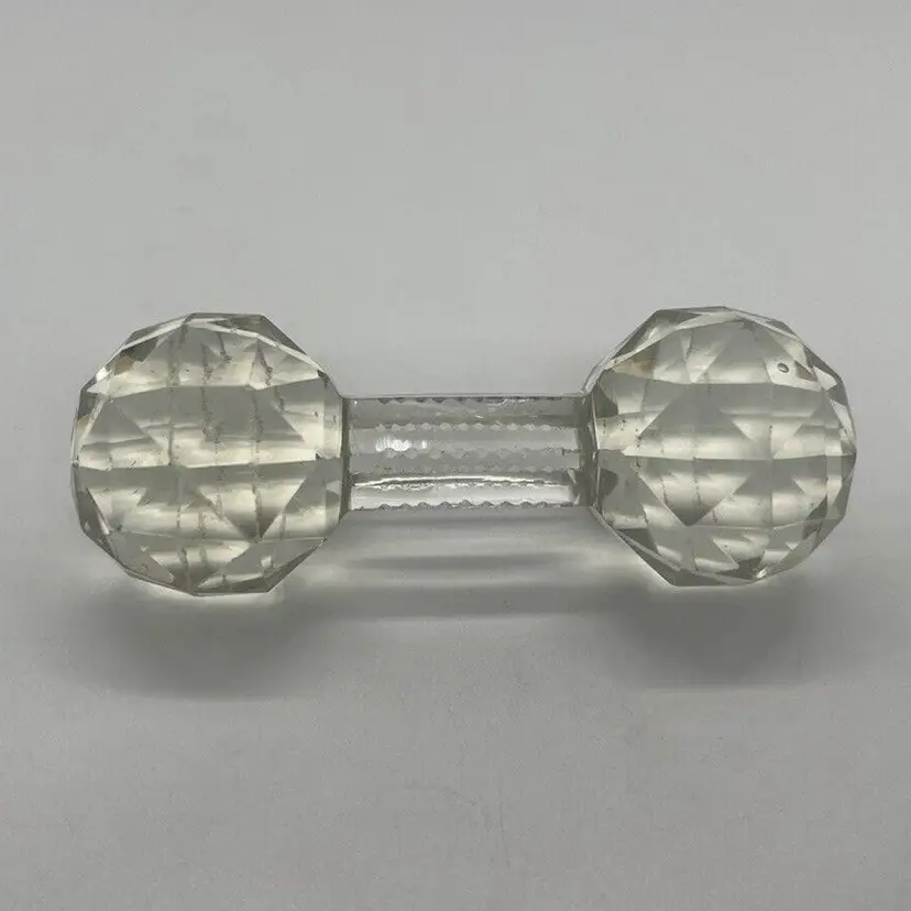 Vintage Glass Dumbbell Elegant Faceted Knife Stand Rest Paperweight