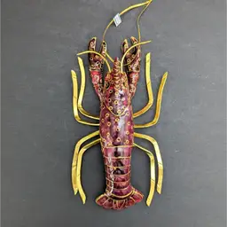 Enamel Brass Cloinsonne Crawfish Crayfish Christmas Ornament