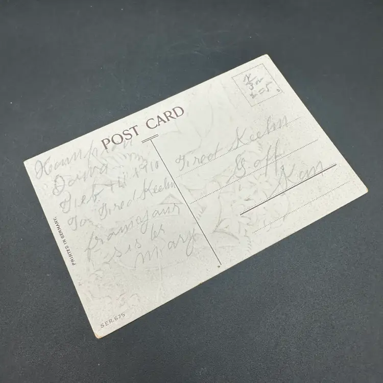 “To My Valentine” Gilded Cupid Love Birds Antique Valentine Postcard Unposted