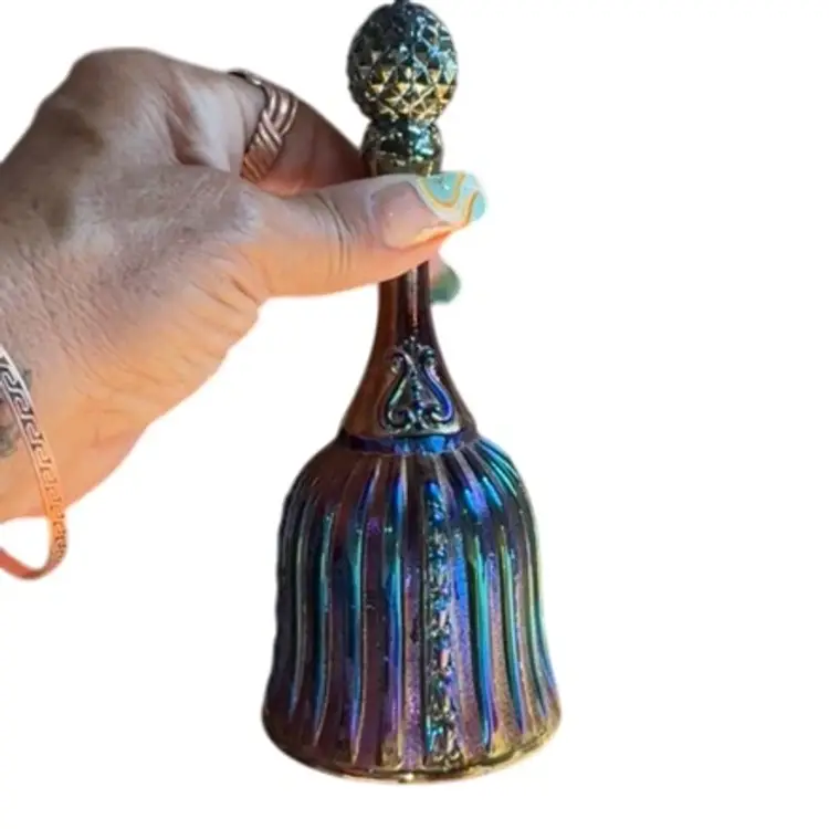 Fenton Art Glass Amethyst Carnival Faberge bell