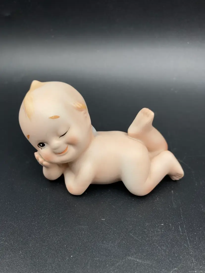 BIN - Vintage Lefton Blue Wing Kewpie KW913 Winking