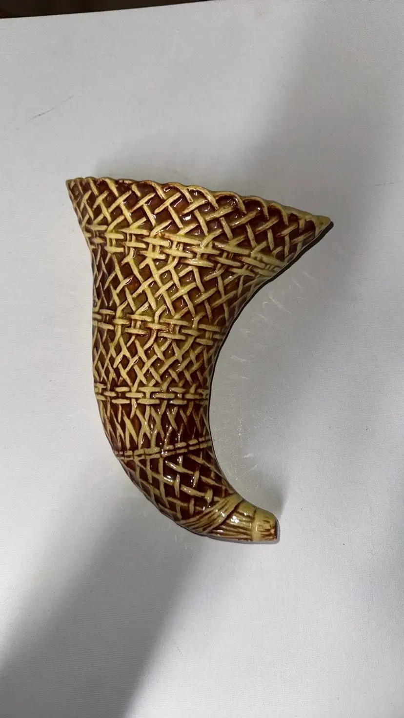 McCoy wall pocket vase cornucopia basket 8”