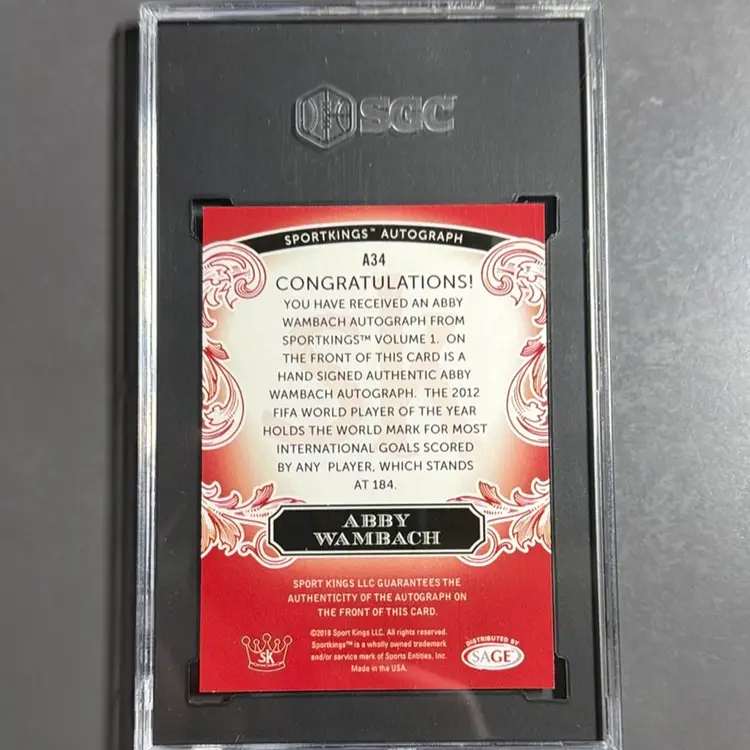 Abby Wambach 2018 Sport Kings Auto - 21/50 - A34 - On Card Auto - USWNT - Women’s Soccer