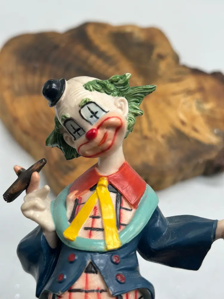Vintage Fontanini Depose Genuine Carrara Clown Statue Marble Base Made in Italy