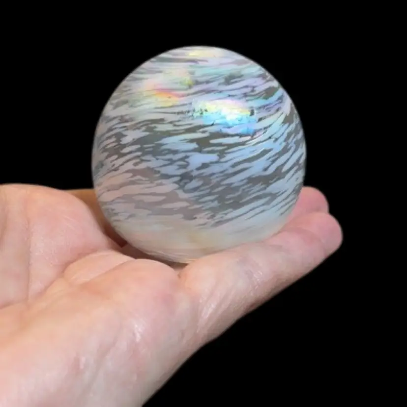 Iridescent Floaty, Cloud, Glass Paperweight