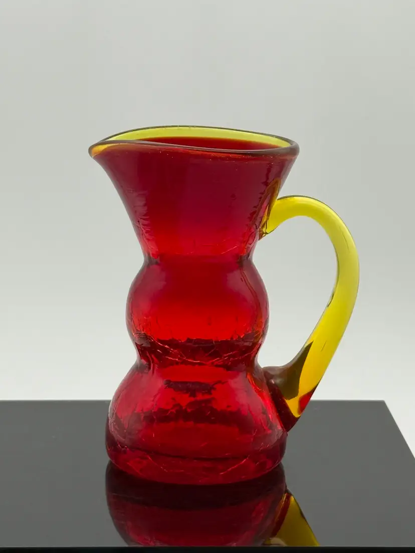 06. Amberina Crackle Glass Mini Pitcher