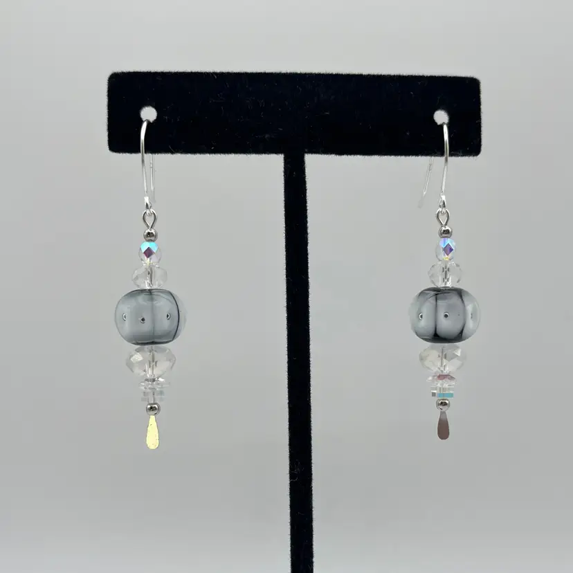 #123 "Black Tie Event" Series - Handmade by Me -- Vintage Lampwork Earrings
