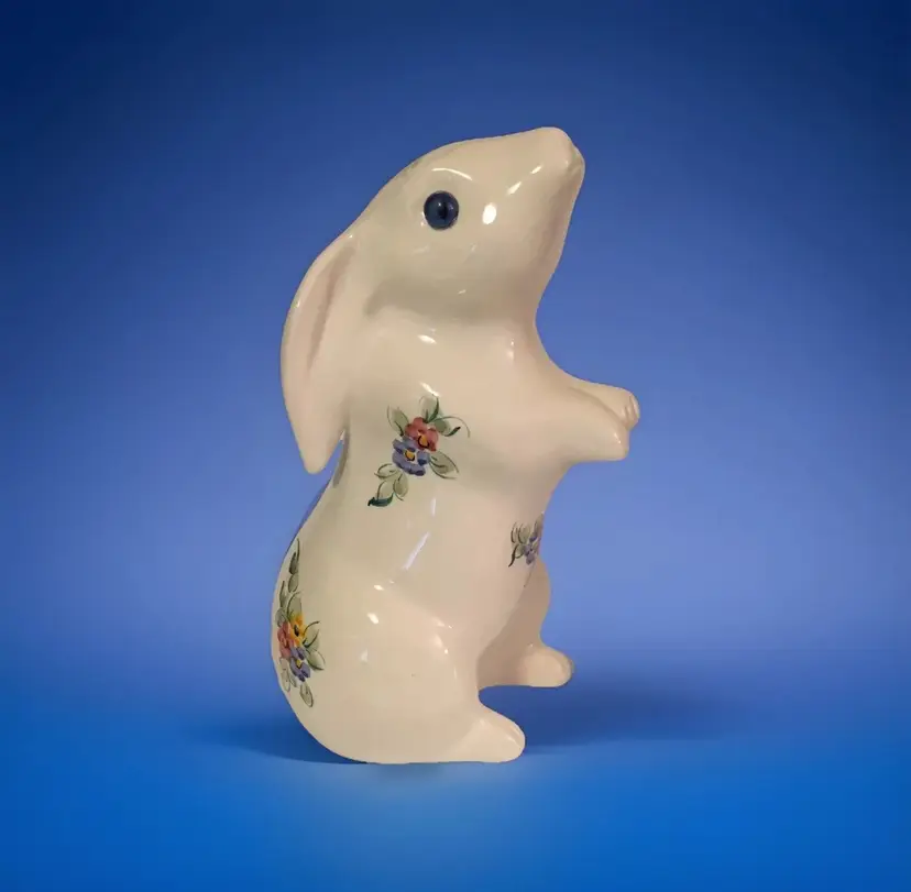 VTG Elpa Alcobaca Portugal Hand Painted Porcelain Bunny Rabbit Figurine 9.25”