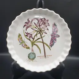 Vintage Portmeirion Amaryllis Reginae Mexican Lily Botanical Quiche Torte Dish 9" England