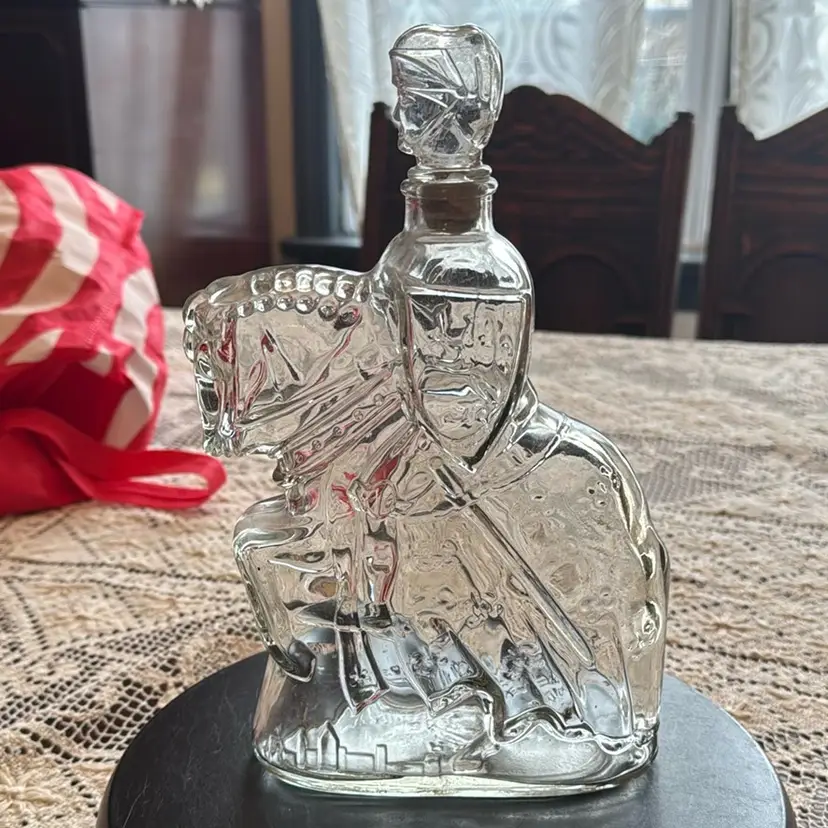 Vintage Knight On Horse Liquor Bottle Glass* Needs New Cork Insert