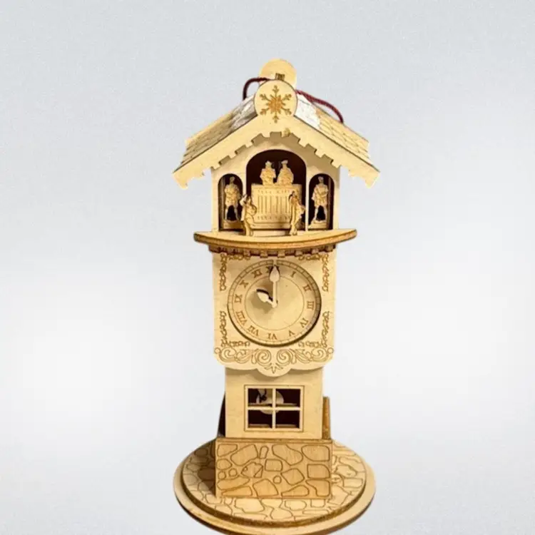 Ginger Cottages Clock Tower Christmas Village House Wood Ornament 2019 Insert a Standard Tree Light to the Base to Discover a Secret Scene  Inside The Cottage W/Box
5-3/4” T x 2-3/4” W