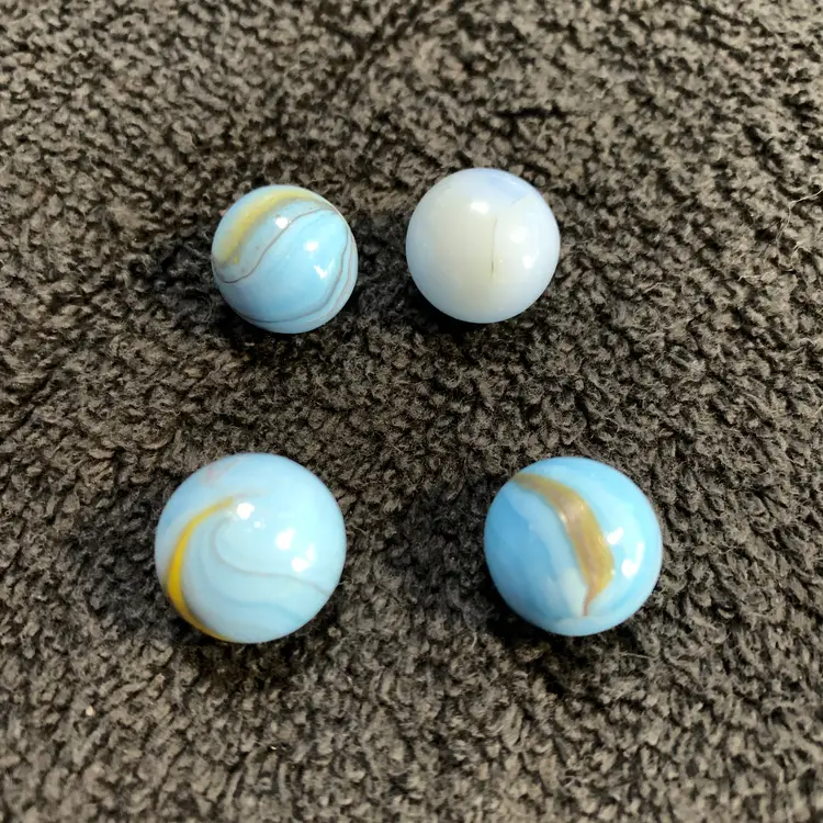4-Blue w/Color Swirl Glass Marbles 5/8"