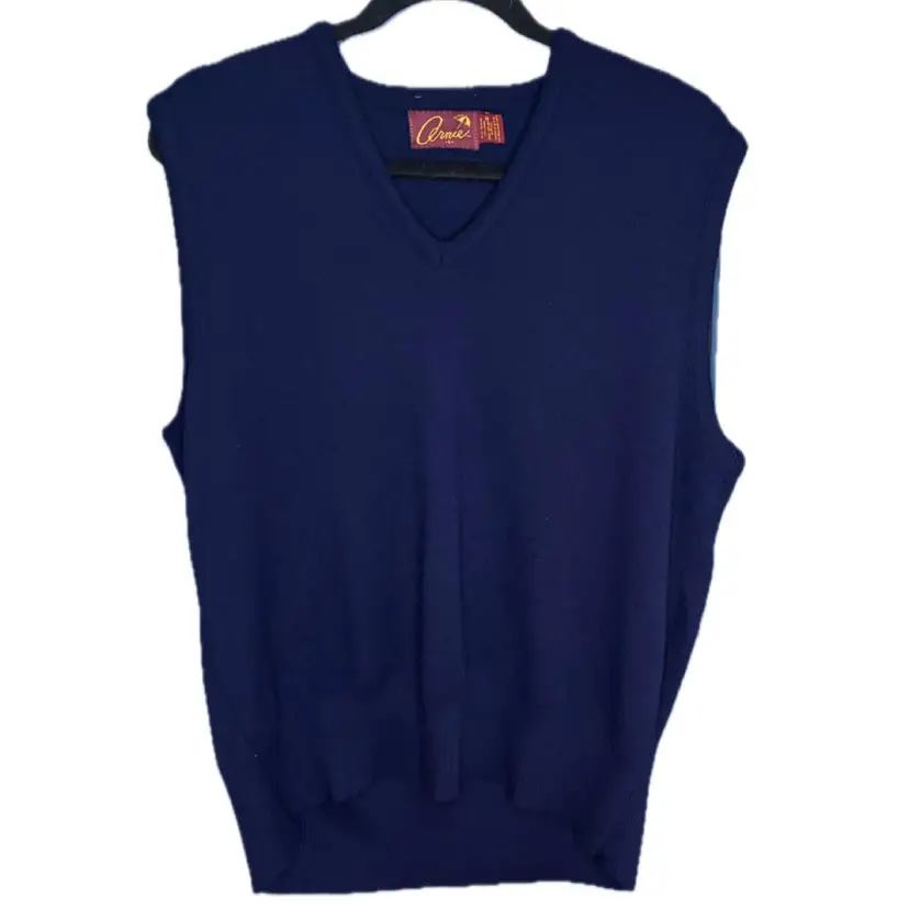 Vintage Arnie Arnold Palmer Solid Navy Blue Sweater Vest Size Large Neutral