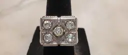 18 KT Plated Uncas Mens 5 Stone Simulated Diamond Ring Size 6.75