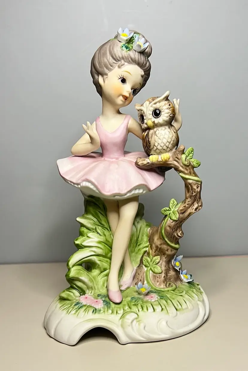 Vintage Josef Original 7” Ballerina With Owl Figurine