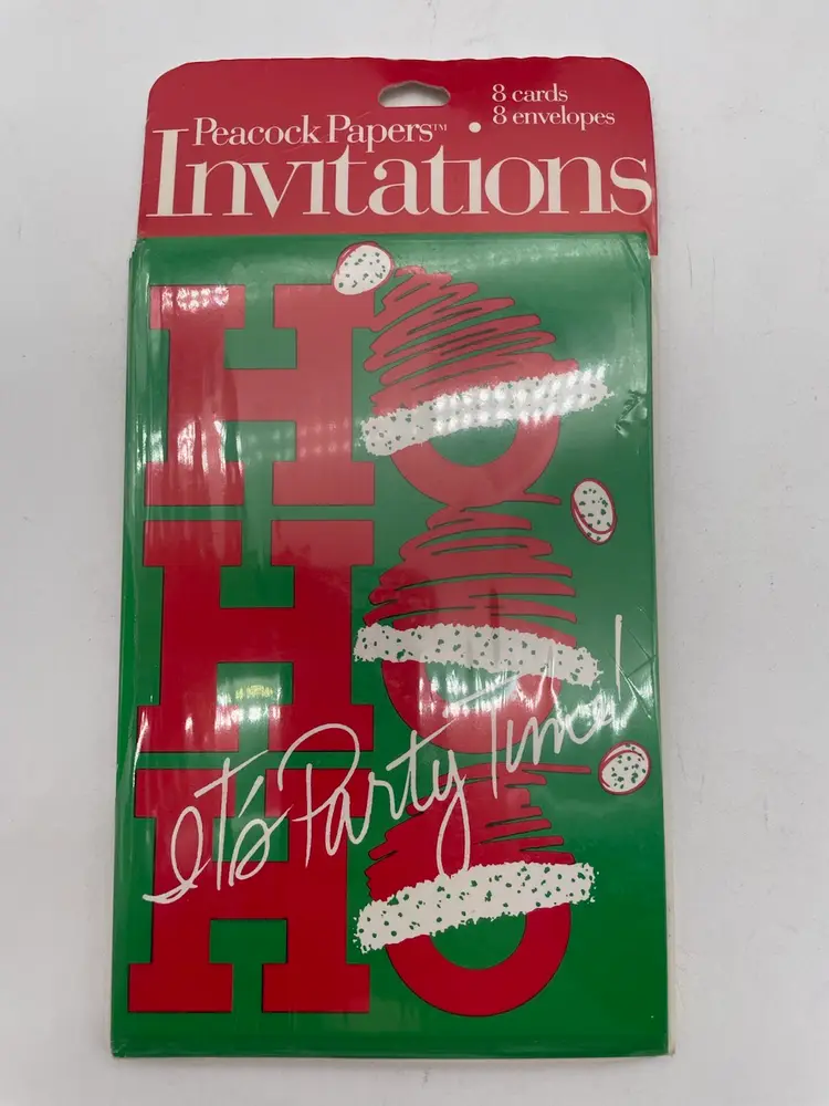 Package Of 8 Vintage Christmas Themed Party Invitations