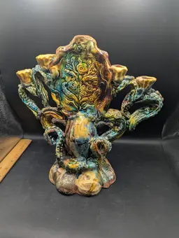 Vintage Studio Art Pottery By Lisa Orr Majolica Candlehabra