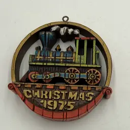Vintage 1975 Hallmark Nostalgia Locomotive Train Molded Plastic Christmas Ornament