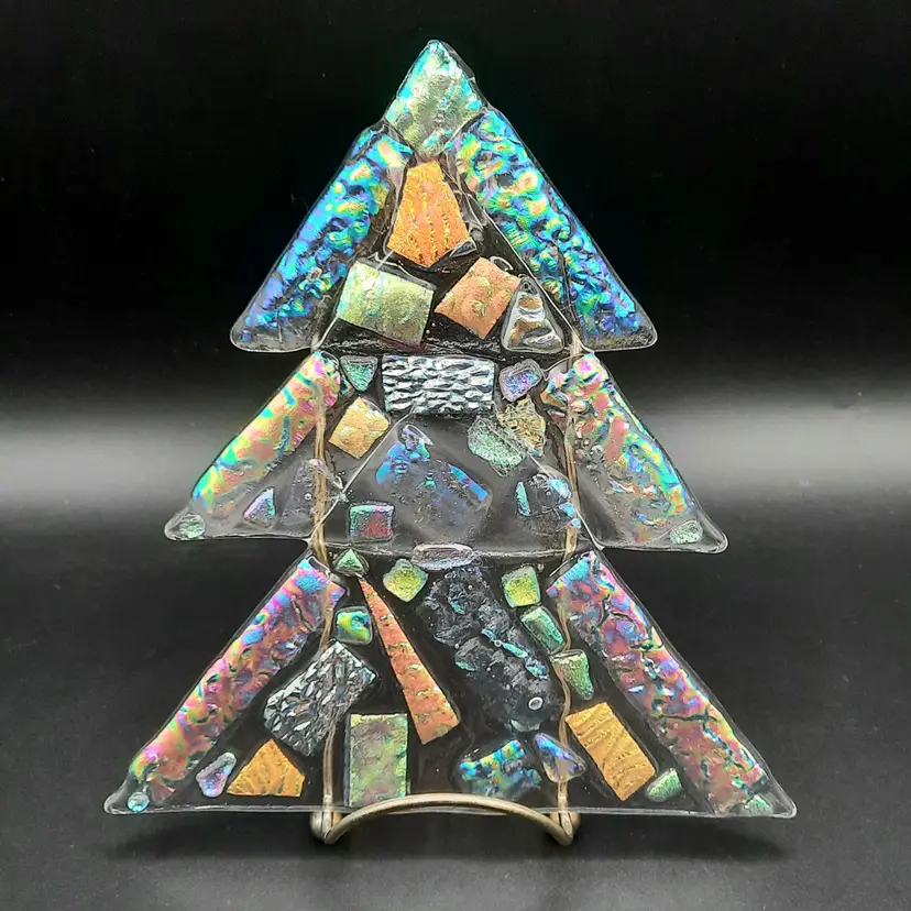 Dichroic Fused Glass Tree Window Hanging