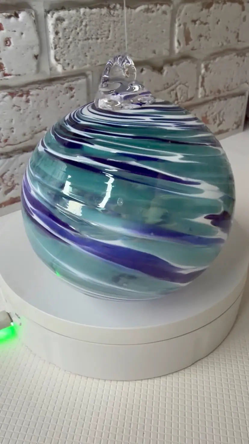 Hand Blown Ornament W/ Swirls 5” Tall