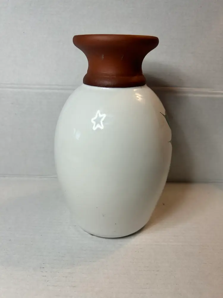 Vintage Emerson Creek Studio Pottery Vase Redware Floral Bedford, VA 1993