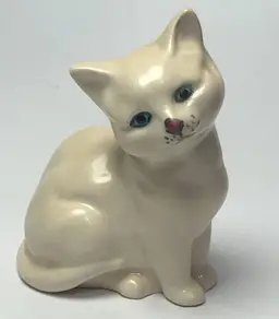 Vintage Royal Doulton Hand Painted White Cat Figurine Made in England