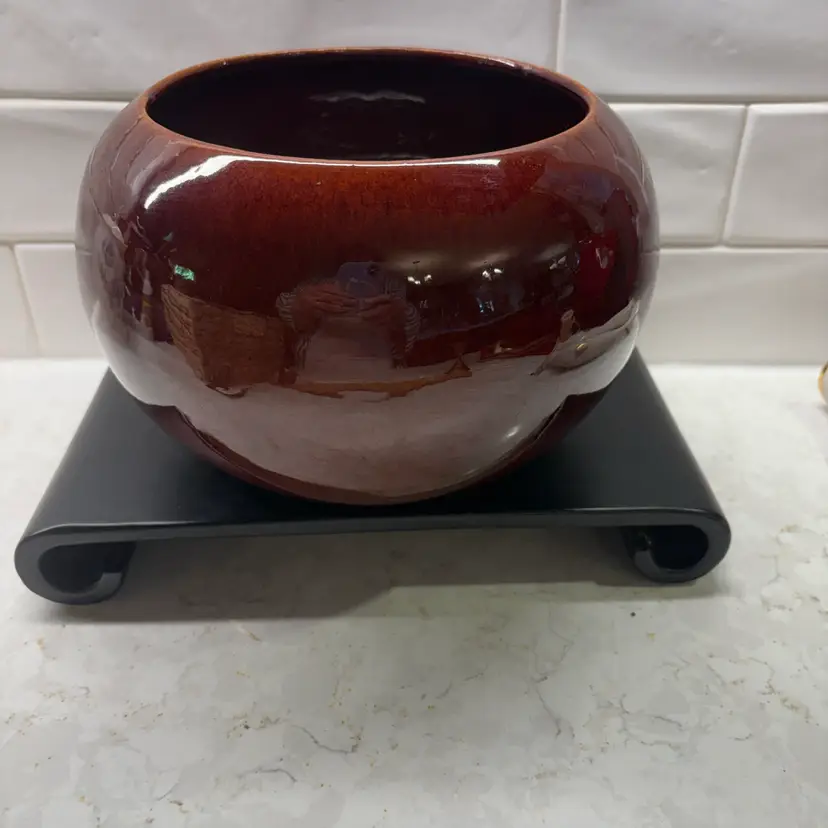 Vintage Haeger M R Potts Design USA Pottery Large Brown Glazed Pot