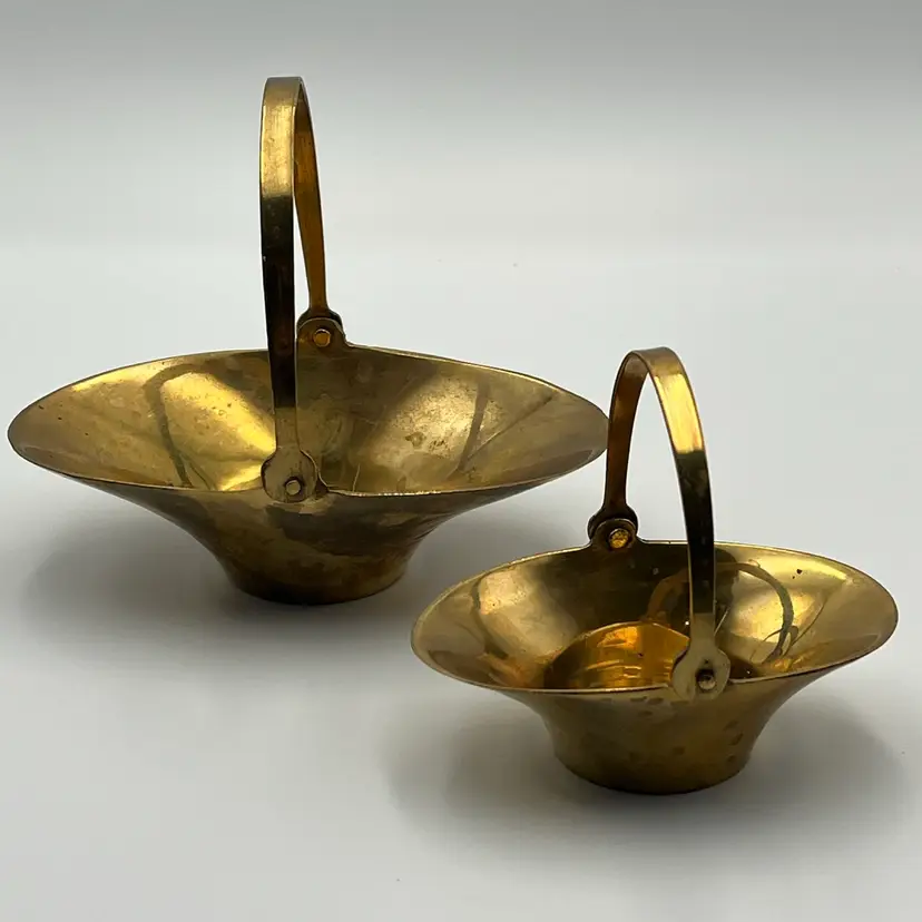 (2) Vintage Brass Nesting Baskets