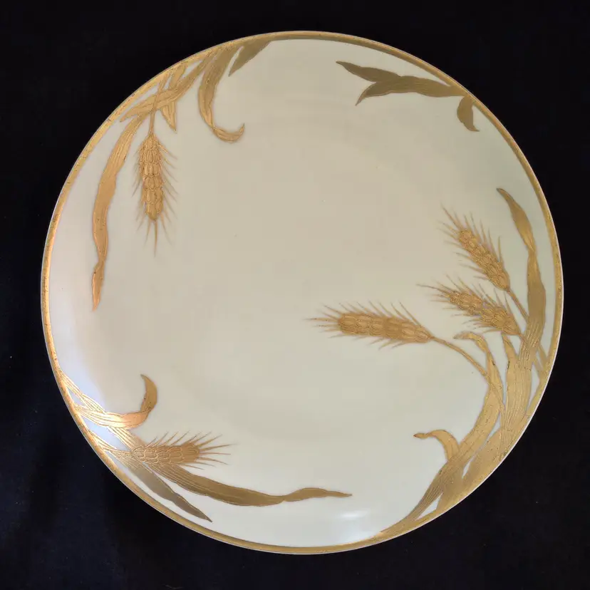 Porcelain Plate Rosenthal Bavaria Wheat Pattern Gold & Accent 8⅝" Diameter Vintage